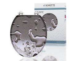 SCHÜTTE WC-Bril 80023 GREY STEEL - MDF-Hout - RVS-Scharnieren Belastbaar tot 175 kg - Decor - 3-zijdige Print