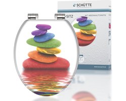 SCHÜTTE WC-Bril 80120 COLORFUL STONES - MDF-Hout - Soft Close - Verchroomde Scharnieren - Belastbaar tot 175 kg - Decor - 3-zijdige Print