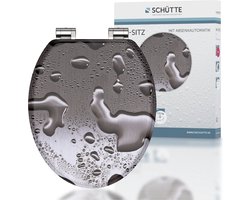 SCHÜTTE WC-Bril 80123 GREY STEEL - MDF-Hout - Soft Close - Verchroomde Scharnieren - Belastbaar tot 175 kg - Decor - 3-zijdige Print