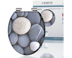 SCHÜTTE WC-Bril 80130 GREY STONE - MDF-Hout - Soft Close - Verchroomde Scharnieren - Belastbaar tot 175 kg - Decor - 3-zijdige Print