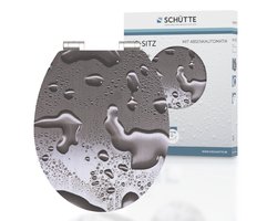 SCHÜTTE WC-Bril 80523 GREY STEEL - High Gloss - MDF-Hout - Soft Close - Verchroomde Scharnieren - Belastbaar tot 175 kg - Decor - 1-zijdige Print