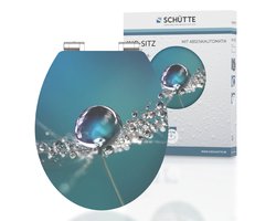 SCHÜTTE WC-Bril 80544 WATER DROP - High Gloss - MDF-Hout - Soft Close - Verchroomde Scharnieren - Belastbaar tot 175 kg - Decor - 1-zijdige Print