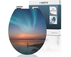 SCHÜTTE WC-Bril 80548 POLAR LIGHTS - High Gloss - MDF-Hout - Soft Close - Verchroomde Scharnieren - Belastbaar tot 175 kg - Decor - 1-zijdige Print