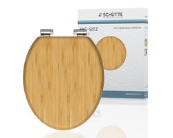 SCHÜTTE WC-Bril 81101 NATURAL BAMBOO - Massief Bamboe - Soft Close - Verchroomde Scharnieren - Belastbaar tot 175 kg