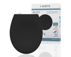 SCHÜTTE WC-Bril 82410 ZWART - Duroplast - Soft Close - Afklikbaar - RVS Scharnieren - Belastbaar tot 175 kg - Gelakt - Zwart