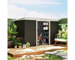 Schuur - Tuinschuur - Metalen opbergschuur - Gereedschapsschuur - Buitenberging - Tuinhuis met schuifdeur - Waterdichte schuur - Zwart tuinhuis - Schuur met ventilatie - Stalen berging - Opbergruimte tuin - Schuur voor fietsen - Weerbestendig