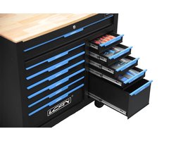 Schwartzmann 12 Laden Gevulde Gereedschapskist Gereedschapswagen Gereedschap Gereedschapstrolley Gereedschapskar Verrijdbaar Werkbank met Houten Werkblad Tang Steeksleutel Momentsleutel Hamer Gereedschapsset Torx