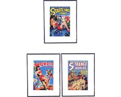 SCI-FI Girls (Vintageposters – 3 stuks) (Stripboek, Comic Art, Posters, Kunst, Wall Art Vintage)