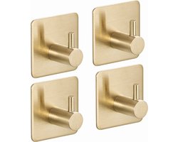 Scoby - Handdoekhaakjes - Zelfklevende Wandhaakjes - Set van 4 - Multifunctioneel - Bathroom Hooks - Goud