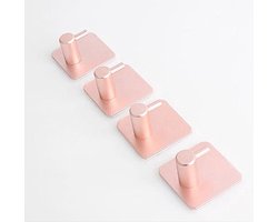 Scoby - Handdoekhaakjes - Zelfklevende Wandhaakjes - Set van 4 - Multifunctioneel - Bathroom Hooks - Rose Goud