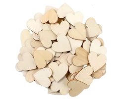 Scoby - Houten Hartjes - Tafeldecoratie - Cadeauaccessoire - Wooden Hearts - 4CM - Naturel - 50 Stuks