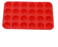 Scoby - Muffin Bakvorm - Siliconen Bakvorm - Mini Muffin - 24 Gaten - Bakken - Bakmal - Rood