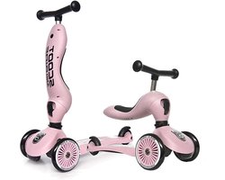 Scoot & Ride Highwaykick 1 – 2-in-1 Kinderstep – Loopfiets en Step in Één – Zonder Gereedschap Ombouwbaar – Veilig en Stabiel – Roze