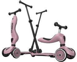 Scoot & Ride Highwaykick 1 Push & Go - 2-in-1 Kinderstep met duwstang - Step & Loopfiets 2-in-1, 3 wielen - Duwstang 3 hoogtes, afneembare voetsteunen - 1-5 jaar, max 20/50 kg - Wildberry