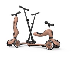Scoot & Ride Highwaykick 1 Push & Go - 2-in-1 Kinderstep met duwstang - Step & Loopfiets 2-in-1, 3 wielen - Duwstang 3 hoogtes, afneembare voetsteunen - 1-5 jaar, max 20/50 kg - Mocha