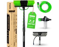 SCOPIX Telescopische Wasborstel – 7.20m – Extra Borstel met Trekker - Zeepdispenser - Waterdoorvoer