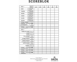 Scoreblok Yahtzee - 250 vel