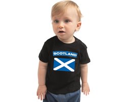Scotland baby shirt met vlag zwart jongens en meisjes - Kraamcadeau - Babykleding - Schotland landen t-shirt 62