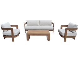 Scott Loungeset - Tuinset - 4 Delig - 5 Zitplaatsen - Aluminium Woodcolor Frame