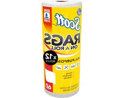 Scott Rags On A Roll (54992), White, 60 Towels/Roll, 12 Rolls/Case, 720 Towels/Case