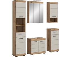 Scout badkamercombinatie inclusief verlichting, kasjmier mat MDF TZ Evoke Oak NB - 34x164x191cm