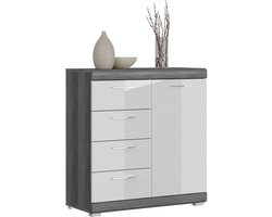 Scout ladekast wit hoogglans MDF TZ rook zilver NB - 37x80x85cm