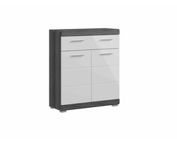 Scout staande kast breed wit hoogglans MDF TZ rook zilver NB - 31x74x88cm