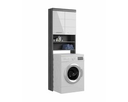 Scout wasmachine opbouw wit hoogglans MDF TZ rook zilver NB - 24x63x191cm