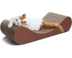 ScratchMe Bone Cat Scratcher Kartonnen Lounge Bed - Duurzame Cat Scratching Post - Pads om meubels schade te voorkomen - Bruin - 23-62x9-45x5-51 Inch - Pack van 1 - Bell Ball Toy - 2in1