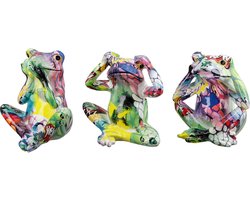 Sculptuur beeld - Kikker - Street art - Gilde handwerk - 10 cm x 16 cm x 15 cm - Prijs per stuk - linker beeld