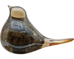 Sculptuur - blend bird - fantasievogel-amberkleurig - glas - 16x6x10 cm
