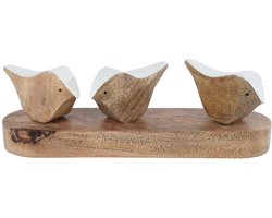 Sculptuur decoratie 3 Birds kleurrijk karton speelgoed 22x5,5x6,5cm.