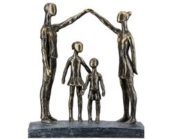 Sculptuur decoratie beeld familie beschermende handen bronzen kleur H 30 cm Kunsthars