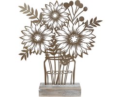 Sculptuur "Flowers" goud metaal 37,5x6x33cm