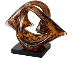 Sculptuur glas murano love in heart - 26x11x19 cm - bruin goud en helder