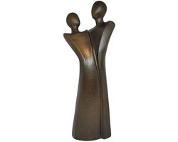 Sculptuur het liefdespaar - handgemaakt -beeld vol liefde 15x10x38 cm- brons kleur