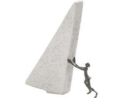 sculptuur het onmogelijke waar maken - Witte steen met ECHT BRONS 25 cm hoog