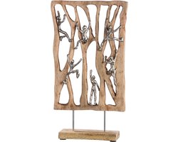 Sculptuur het samen hoger opzoeken - aluminium - 9x30x54cm - mangohout en aluminium - zilver