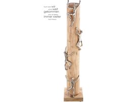 Sculptuur hout - het samen hoger op zoeken - 13x13x74 - hout en aluminium
