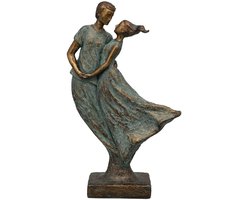 sculptuur levensdans liefde - brons blauw -polyresin handgemaakt - 23x10x40 cm decoratief beeld man vrouw