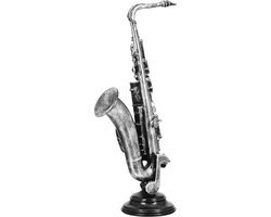 sculptuur muziek saxofoon - grijs - kunsthars - 10x14x36 cm