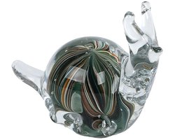 Sculptuur Snail bruin/groen glas 12,5x6,5x9,5cm.