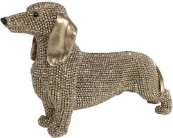 Sculptuur Teckel glinster goud / Deco & Cadeau by Peters