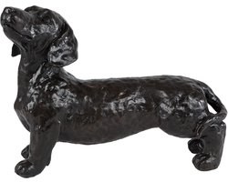 Sculptuur "Teckel" polystone 27x10x20,5cm - hond - Deco & Cadeau by Peters
