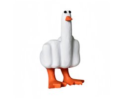 Sculptuur van Polyhars voor Moderne Interieurdecoratie - Grappig eendje met opgestoken middelvinger - Boekenplankornament, Bureauornament - 8*6*13cm