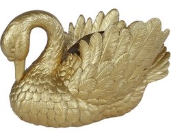 Sculptuur zwaan goud polystone decoratief beeld 28x13x16cm speelgoed.