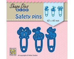 SDB079 Snijmal Nellie Snellen Safety pins - 3 veiligheidsspelden - geboorte baby - spelden met vlinder, eend en lieveheersbeestje