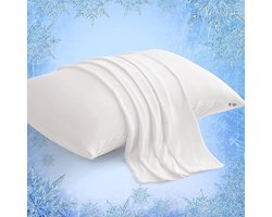 S&Dshopline® Koelende kussensloop 50 x 75 cm, 2-pack kussenslopen met Japanse Arc-Chill verkoelende vezel Q-Max>0,5 en 100% katoen, ademend, superzachte kussensloop, kussenslopen met rits, wit