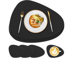 S&Dshopline® Siliconen placemats en onderzetters, set van 4, hittebestendig 230 °C, antislip, gemakkelijk te reinigen, afwasbaar, voor keuken, huis, restaurant, buiten, glazen eettafel (zwart)