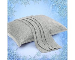 S&Dshopline® Verkoelende kussenslopen, 40 x 80 cm, 2-delige hoofdkussenslopen met Japanse Arc-Chill koelvezels Q-Max > 0,5 en 100% katoen, ademend, superzachte kussenhoes, ritssluiting, grijs